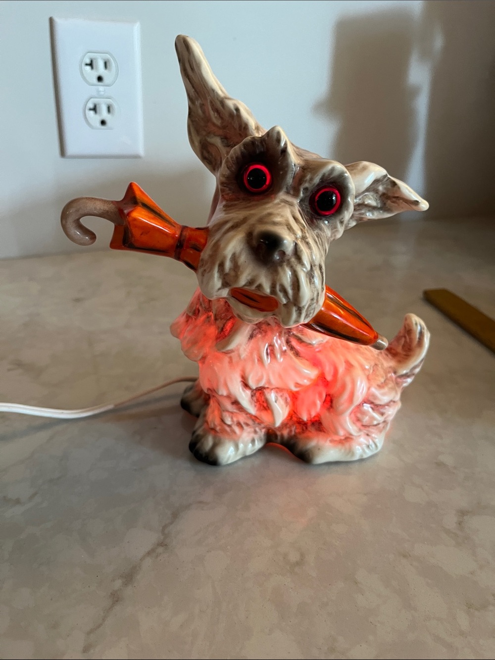 Vintage Porcelain Goebel Scottish Terrier Perfume Lamp German smoke eater READ